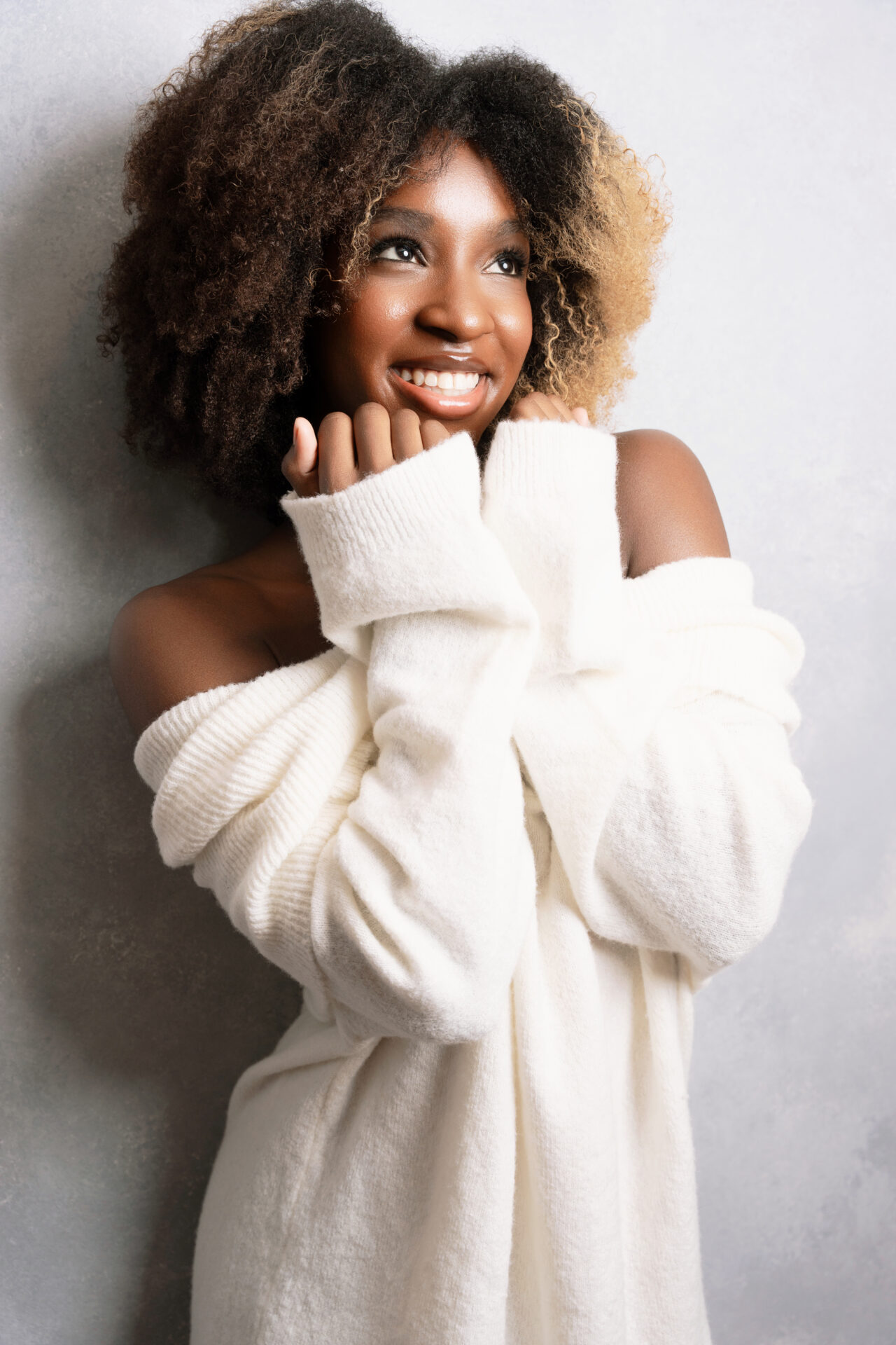 african american female actor posing for her headshot in a Farmingdale New York photo studio